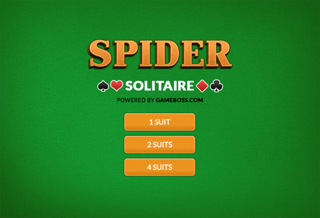 Spider Solitaire Big menu