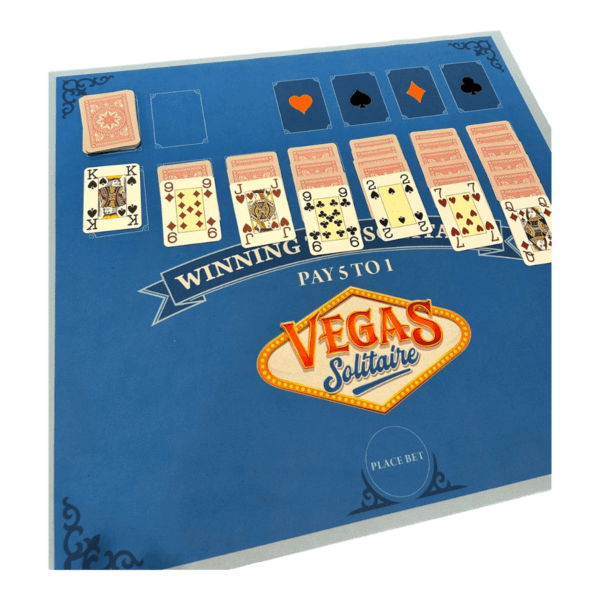Afbeelding van de Vegas Solitaire speelmat met kaarten gedeeld